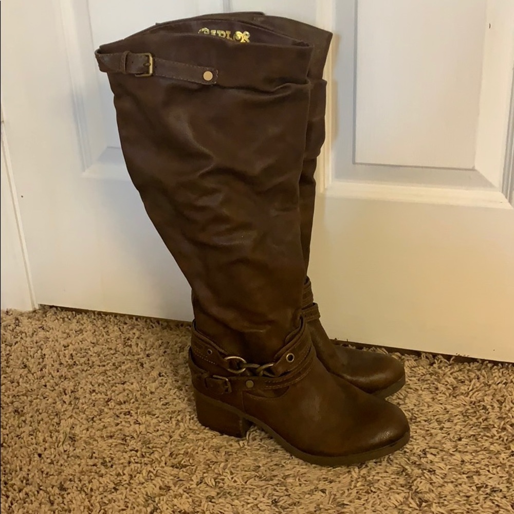 Carlos knee high brown leather boots